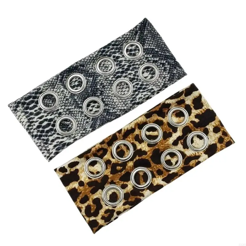 

MXMB Animal Print Cutout Studded Punk Fashion Headbands Hair Accessories for Women