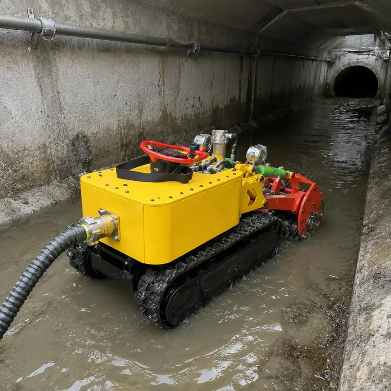 Compact Sewer Sludge Removal Robot Built for Wastewater Plant Maintenance with Sludge Pumping Customized Sewer Cleaning Robot