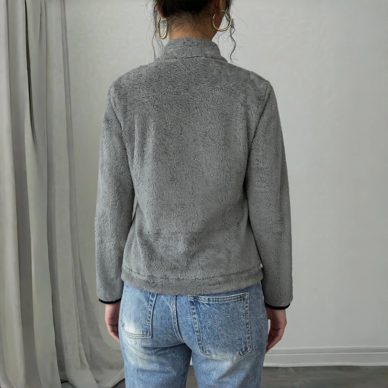 Dámská podzimní zimní nová ležérní pohodlná teplá bunda s dlouhým rukávem, oboustranný fleecový kabát, dámský barevný blok, plyšové svrchní oblečení - náhled 2