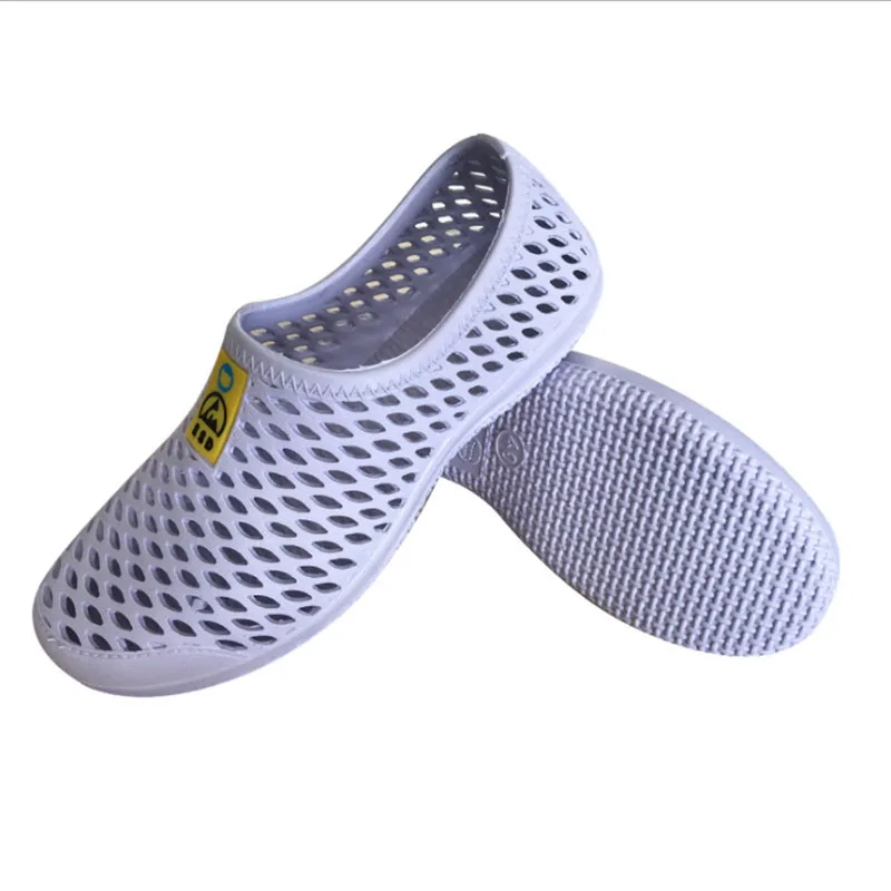 Safety shoes Anti static sandals unisex perforated shoes, dust-free workshop thickened soft soles, breathable work shoes