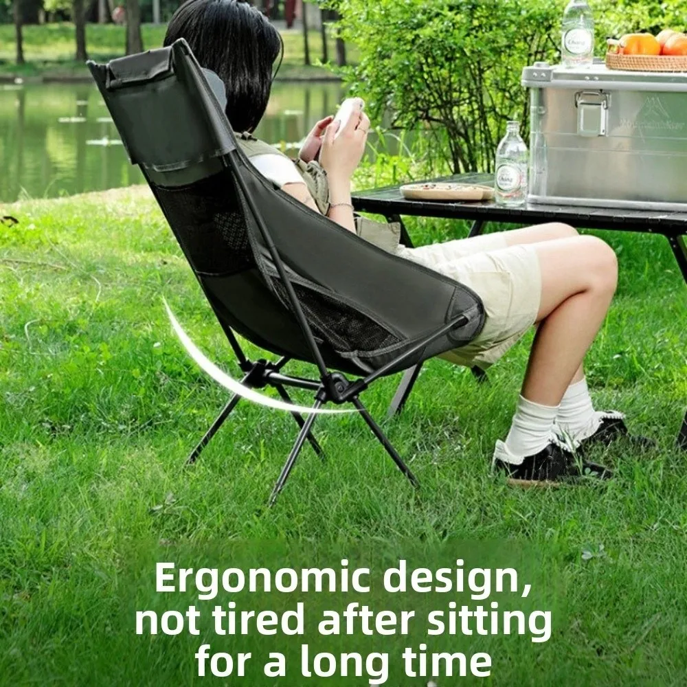 

Portable Ultra Light Outdoor Folding Chair Detachable Comfortable Moon Chair Ergonomic Beach Chair for Camping
