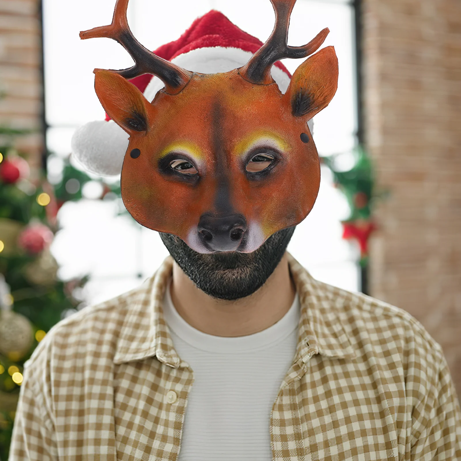 

Маска оленя, костюм для лица, реквизит, костюм, реквизит, маска для маскарада, Хэллоуина, Рождества, косплея, вечерние рога, декор