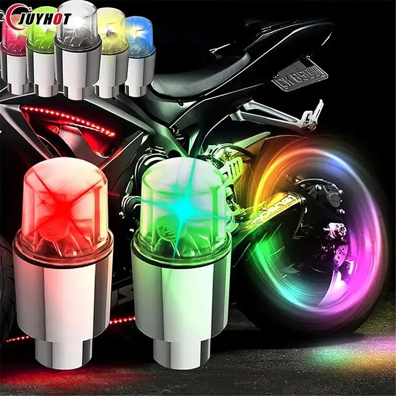 Neon Bicycle Valve Lamp Car Motorcycle Color Cool LED Wheel Tire Light Bike Valve Caps Skull Gem Flash Hot Wheels Spoke Light