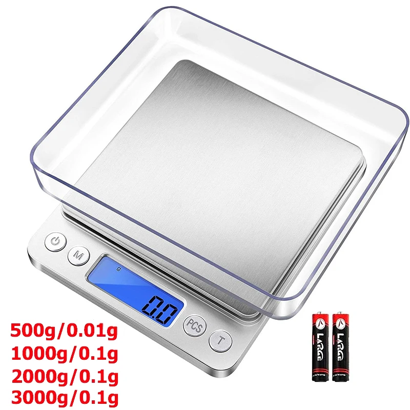 Digital Food Scale with Gram and Ounce Kitchen Scale with Tray Portable Mini Digital Scale 6 Measure Modes with LCD Display Y223