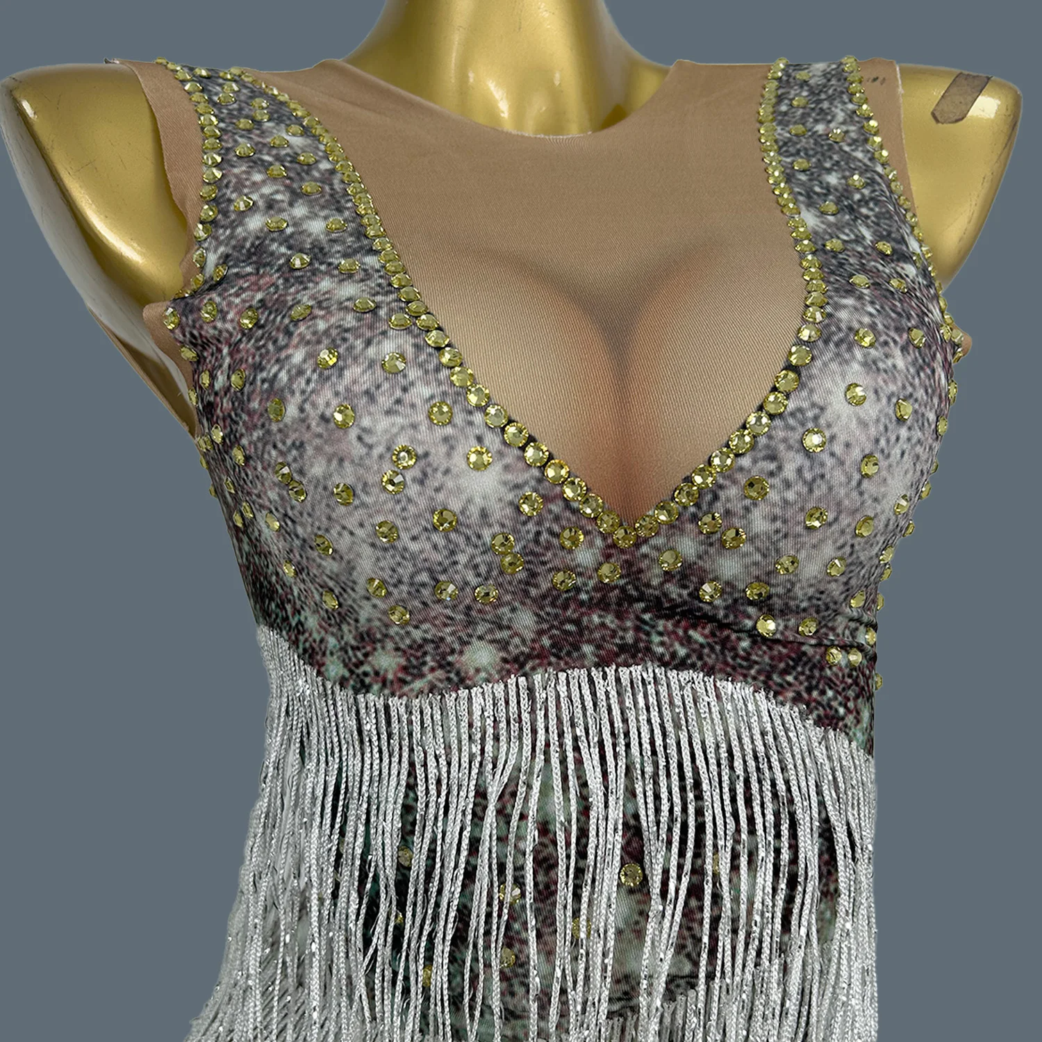 

Spandex Elastic Tassel Long Dress Tight Fitting Evening Dress Bandage Gown Singer Stage Performance Wear Party Photo Shoot Wear