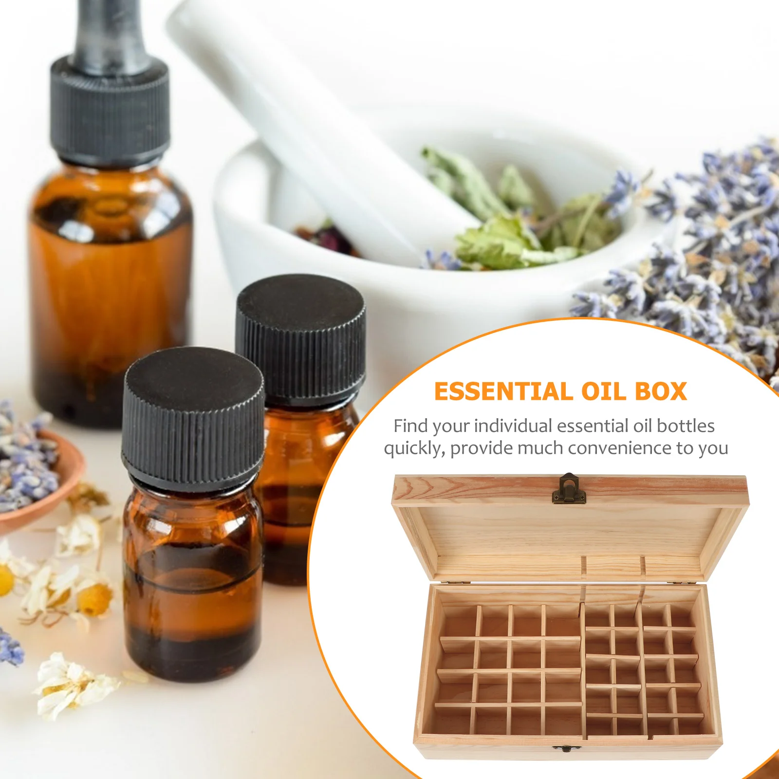 

36 Slots Wooden Storage Box Organizer Holder For Bottles Display Aromatherapy Case Travel Lightweight 36-Grid Large Capacity