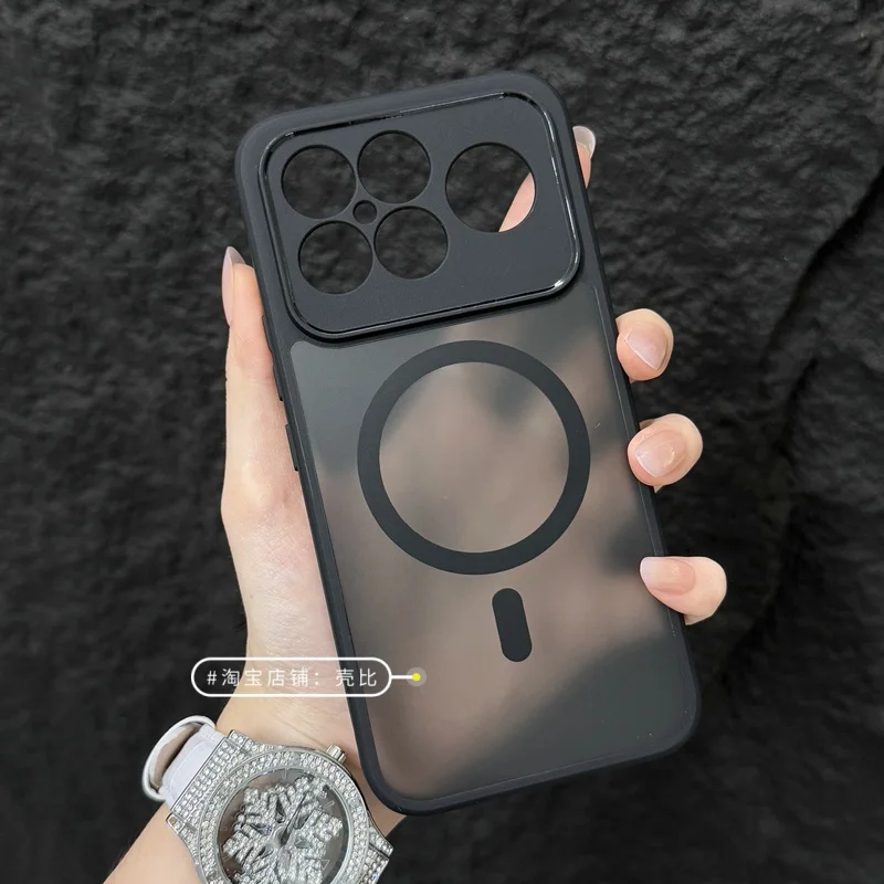 حافظة لهاتف Xiaomi Mi Poco F8 Ultra شفافة غير لامعة لوسادة هوائية للشحن المغناطيسي اللاسلكي Magsafe غطاء خلفي مقاوم للصدمات