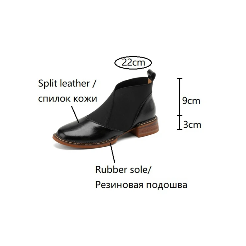 NEW Autumn Women Boots Split Leather Shoes for Women Round Toe Chunky Heel Women Shoes Low Heel Ankle Boots zapatos para mujeres