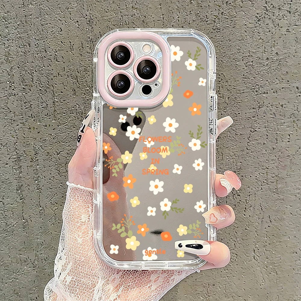 Niedliche Wildblumen- und Unkraut-Motiv Air Cushion Spiegel Handyhülle für iPhone 17 15 14 16 Pro Max 13 12 11 Pro XR XS 7 8 Plus 17Air Girl Cover – Detail 26