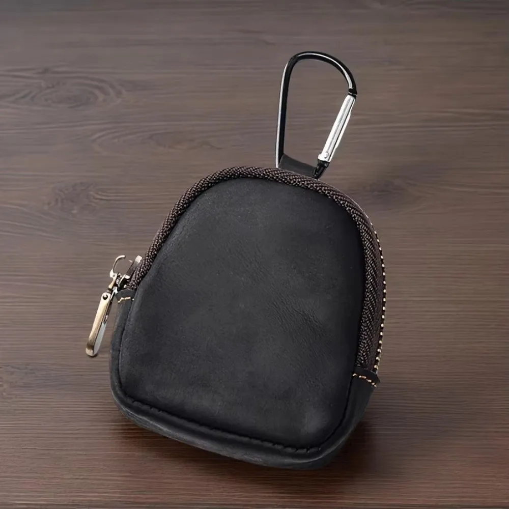 Retro Genuine Leather Coin Purse Mini with Zipper Small Zipper Pouch Key Bag Pendant For Coins Earphones Accessories