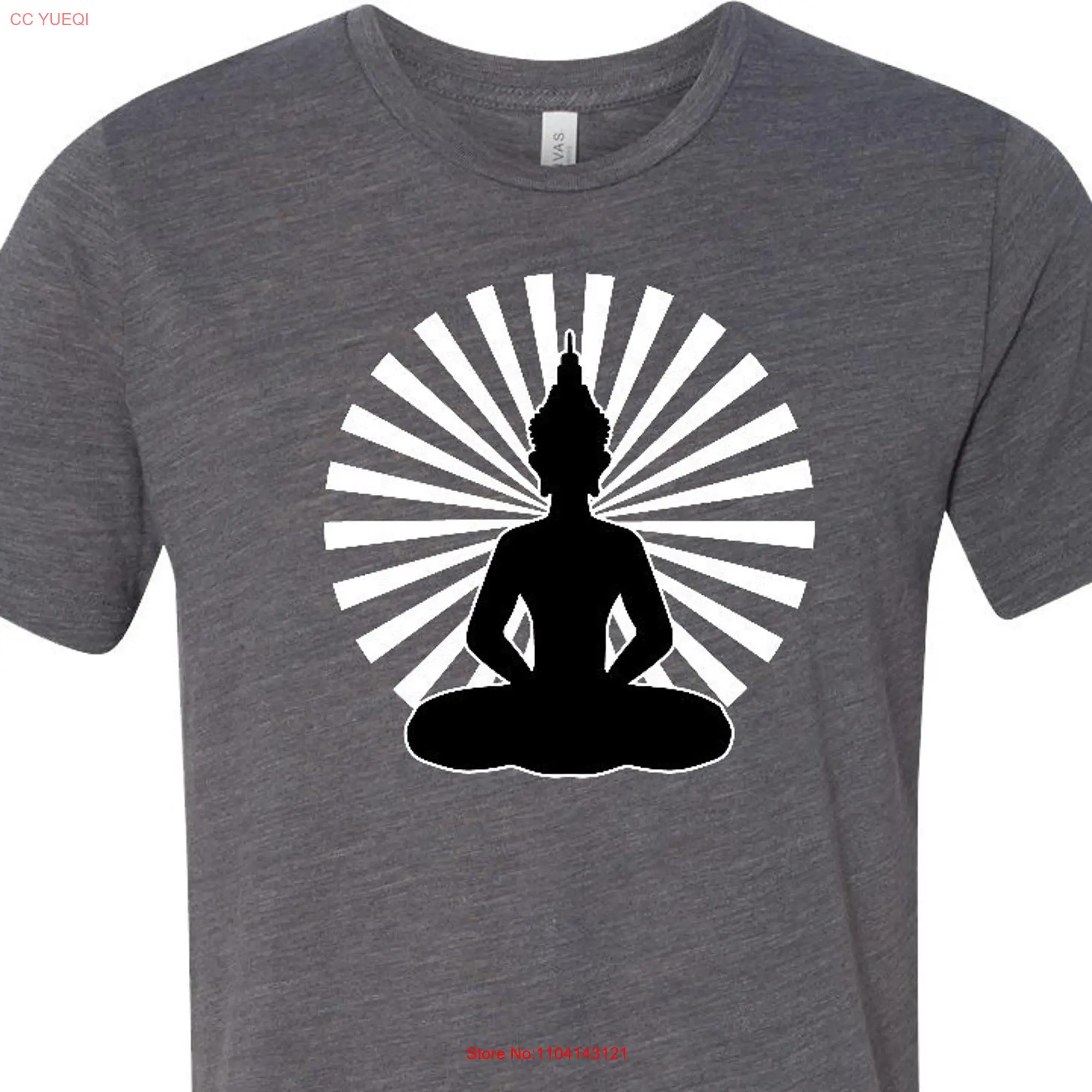 Meditating Buddha Men's Yoga Burnout T Shirt MEDITATINGBUD 3650 long or short sleeves