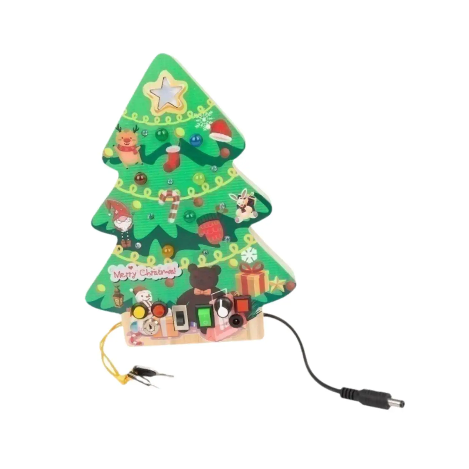 

Christmas Tree Busy Board with Light Montessori Toy Early Educational for 1 2 3