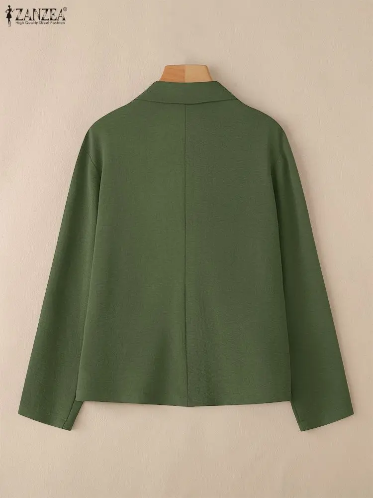 ZANZEA 2025 Modna marynarka zapinana na guziki z długim rękawem, płaszcze damskie jesienne, jednolite, codzienne okrycie wierzchnie, elegancka marynarka biurowa, odzież uliczna