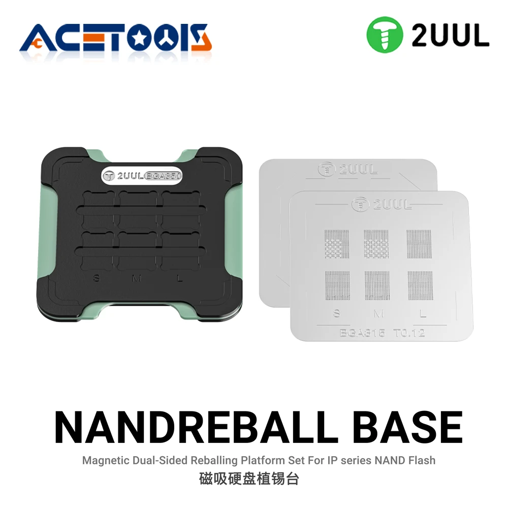 

2UUL BH16 NANDREBALL BASE Магнитная двухсторонняя платформа для реболлинга Набор инструментов для ремонта BGA серии NAND Flash Chip