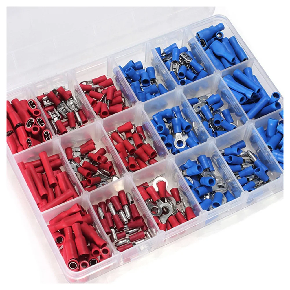 

360pcs Insulated Crimp Terminal Connectors Kit Various Cable Lugs For Electrical Repair Solderless Wiring Splice Butt Ring