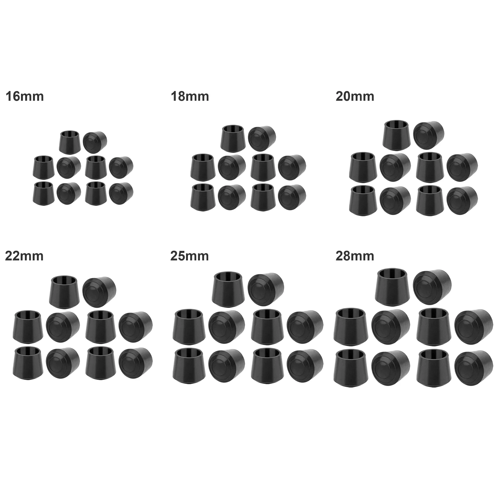 12Pcs Rubber Furniture Foot Table Chair Leg End Caps Covers Tips Floor Protectors for Indoor Home Outdoor Patio Garden Office