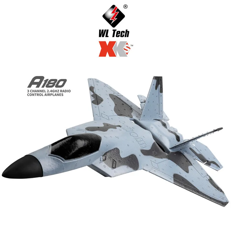 Wltoys Xk A180 F22 Rc Airplane 2.4ghz 3 Channel 6-axis Gyro Raptor Rc Plane Glider Throwing Wingspan Foam Planes Fixed Wing Gift