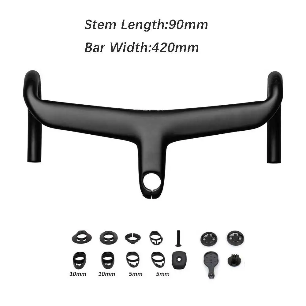 ELITAONE Vollcarbon-Rennradlenker, ultraleicht, Racing, gebogene Stange, integriert, 380–440 mm, Fahrradzubehör