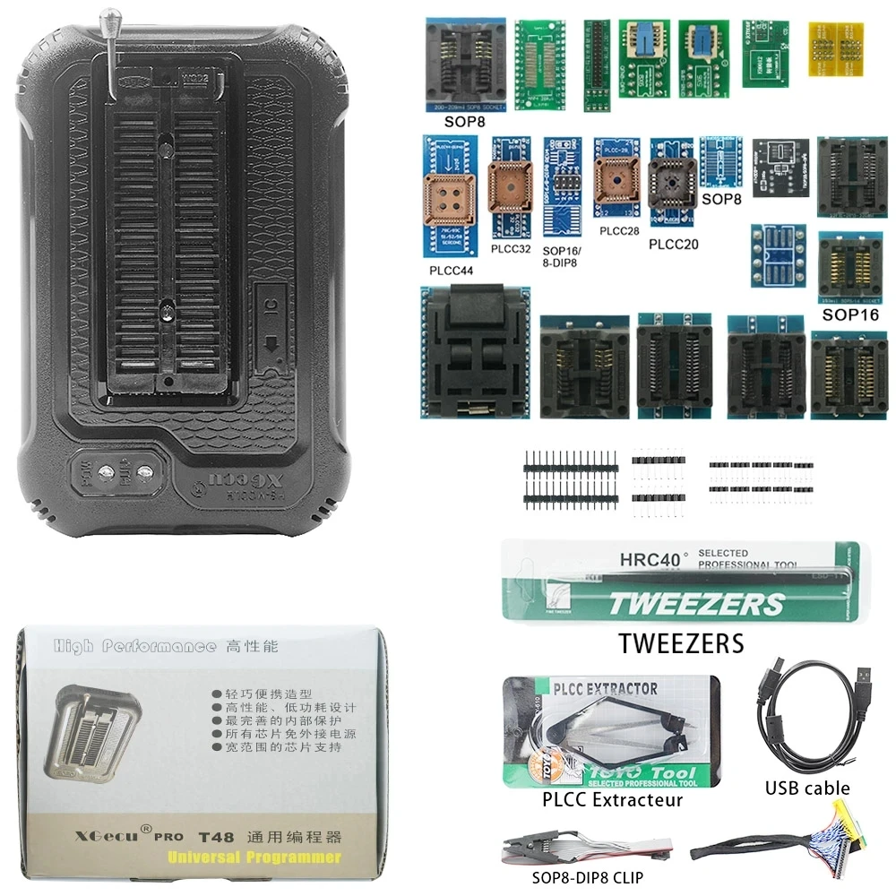 Newest V11.2 TL866II Plus Universal minipro programmer TL866 nand flash AVR PIC Bios USB Programmer+37 pcs adapters