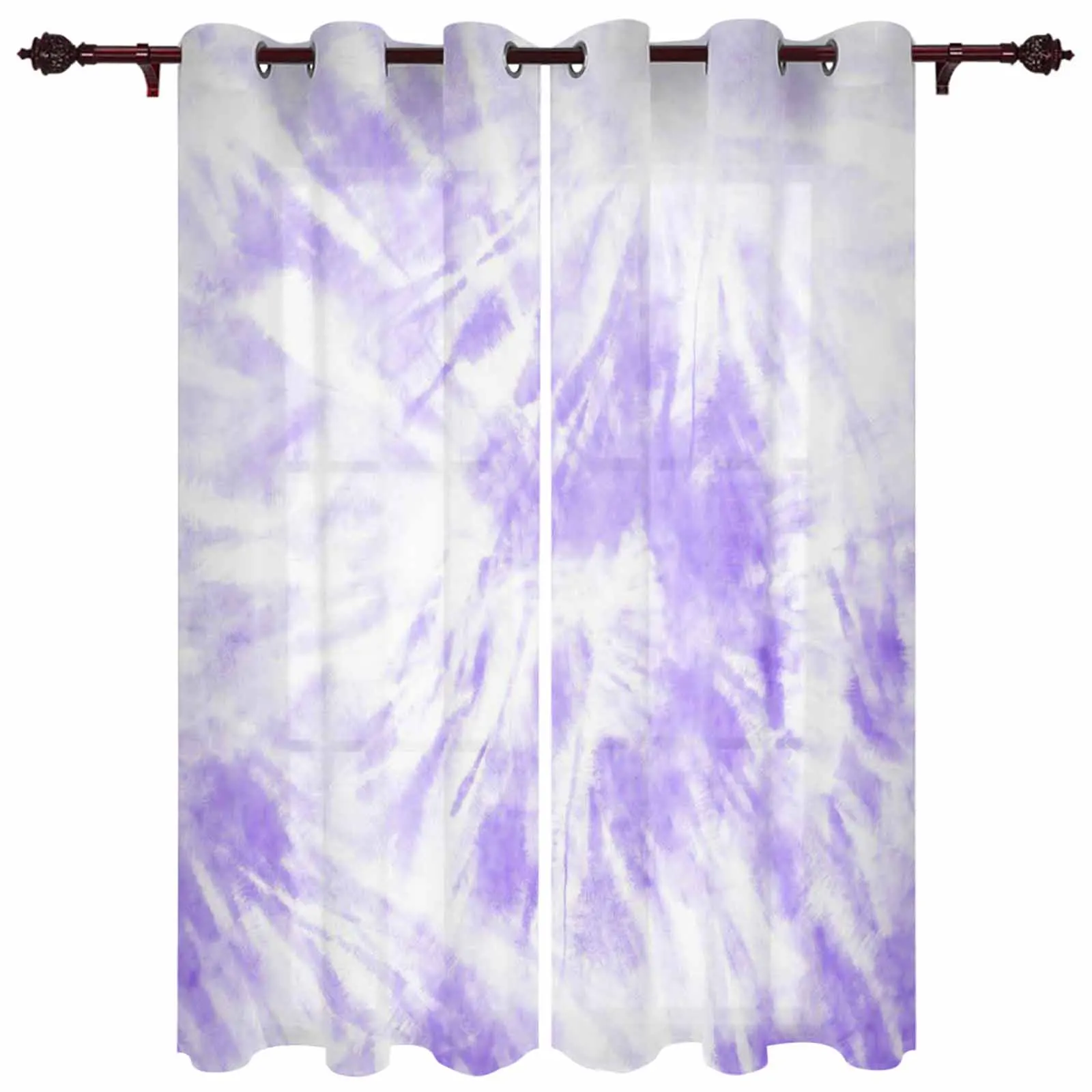 2022 Popular Color Periwinkle Blue Tie-Dye Window Curtains for Bedroom Living Room Decor  Kitchen Window Curtains Drapes