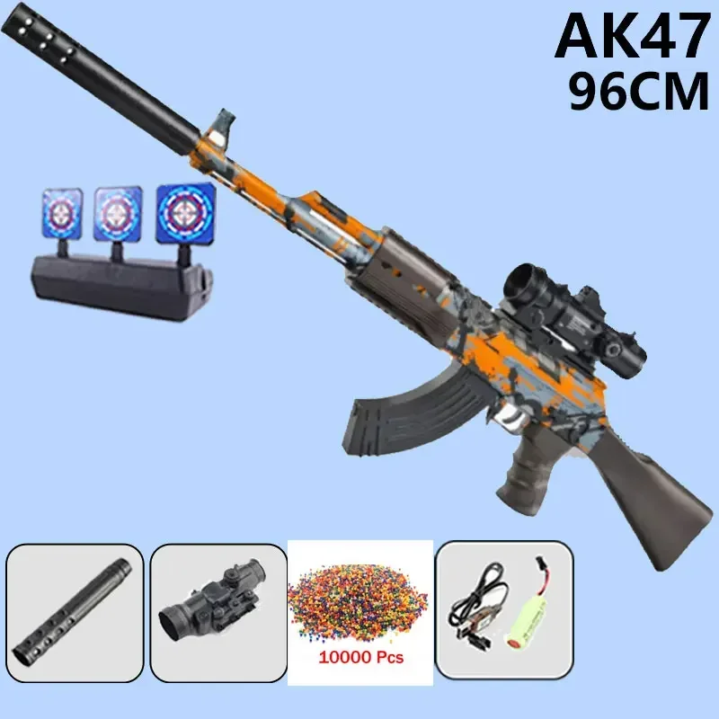 Ak47 armas de bola de gel automático hidro gel arma 96 cm rifle elétrico manual 2 modo crianças adultos armas de combate arma de brinquedo arma falsa