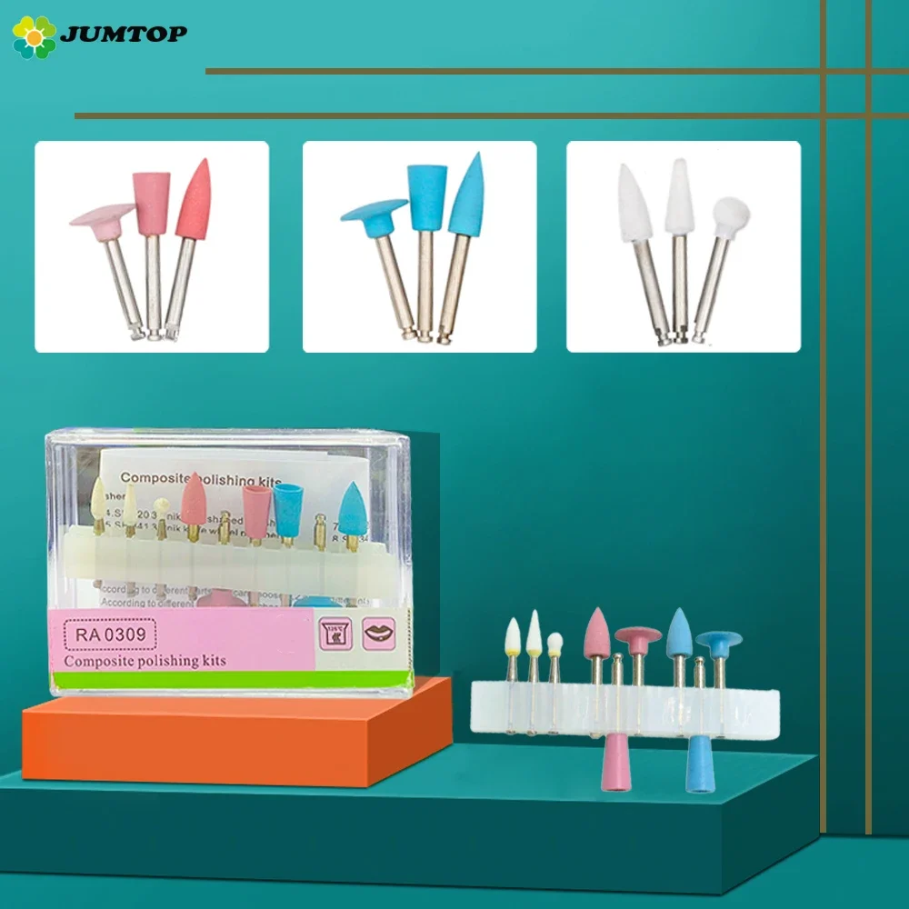 

9pcs/Box Dental Composite Polishing For Low Speed Handpiece Contra Angle Kit RA0309 Resin Sanding Polishing Set Dentistry Tool