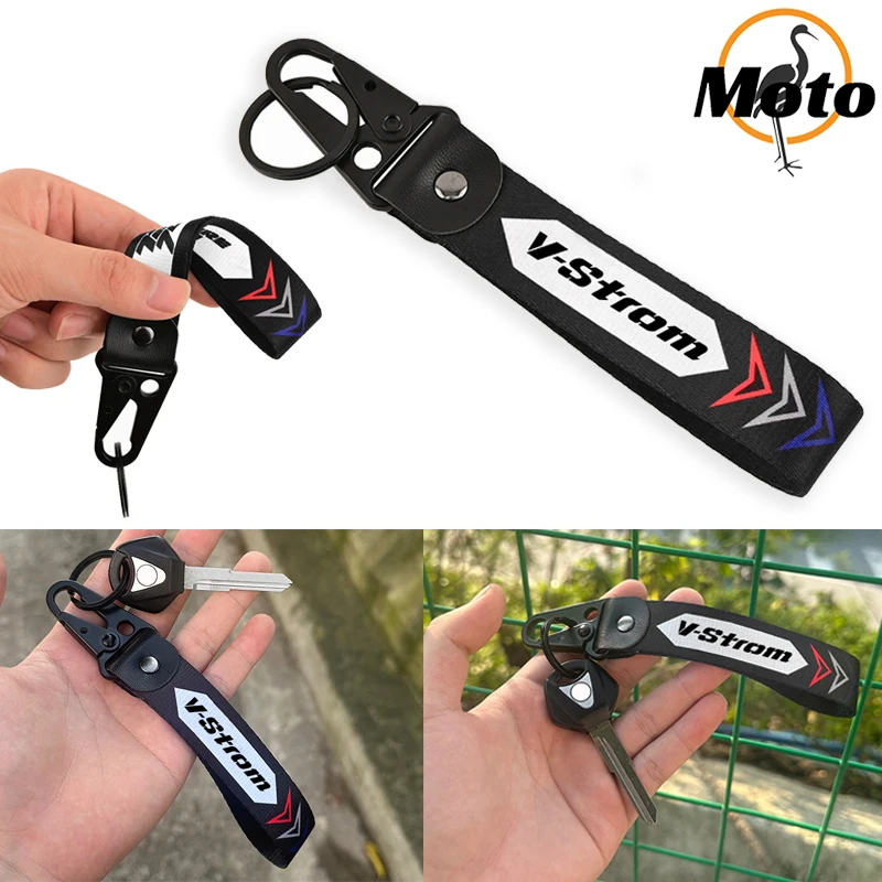 

Motorcycle Embroidery KeyRing Ribbon Lanyard KeyChain Key Holder Fit For Suzuki V-Strom 250 650 1000 1050 XT V Strom 800DE DL650