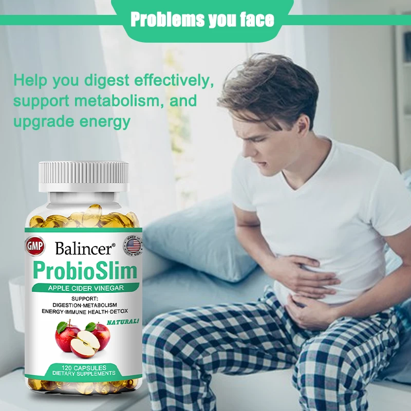 Organic Apple Cider Vinegar Capsules Healthy Weight Management, Digestion, Detoxification and Immunity Relieve Gas and Bloating