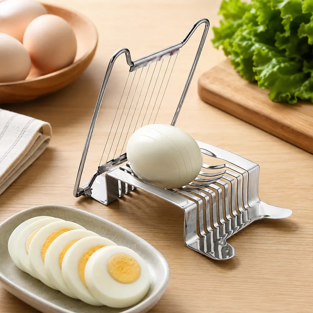 Stainless Steel Wire Egg Cutter Stable Base Smooth Cutting Egg Slicer Dishwasher Safe Fruit Cutter For Hard Boiled Eggs