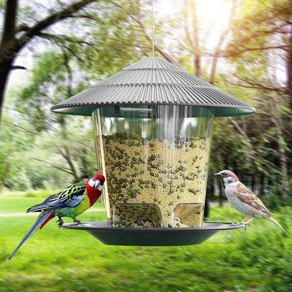 Plastic Bird Feeder Transparent Hanging Peanut Nut Feeding Station Outdoor Garden Seed Food Dispenser Holder Containers