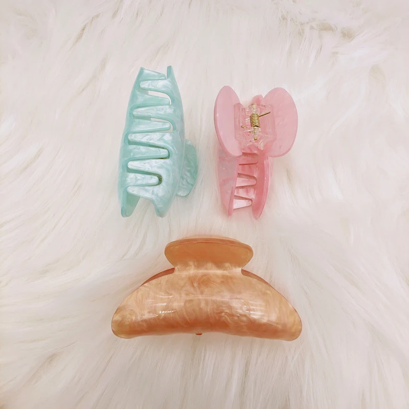Vintage Hair Clips For Girls Claw Clip New Marble Textured Barrette Shark Clip For Women Hair Accessories