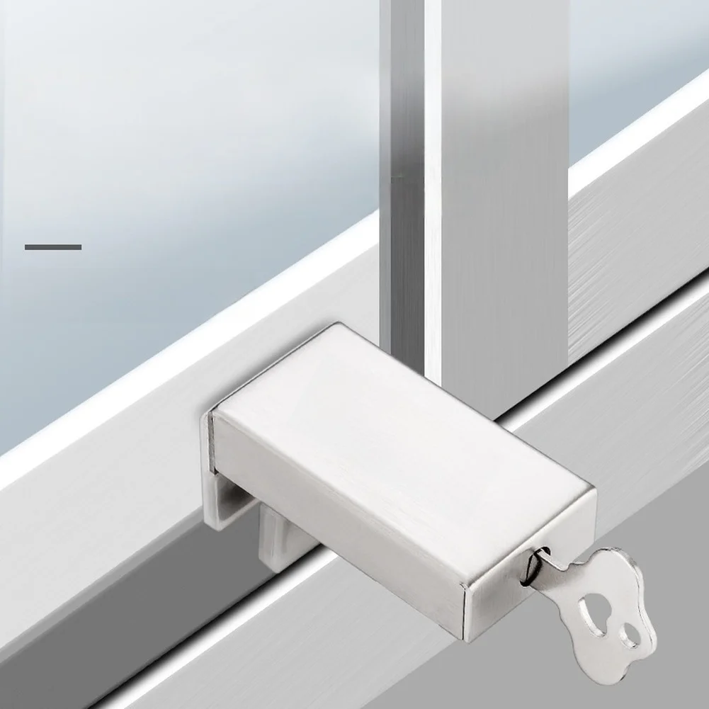 Stainless Steel Adjustable Window Latch for For child Safety No Drill Mounting Controls Opening Width on Sliding Doors