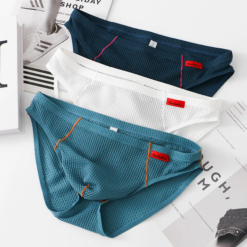 

Мужские трусы-брифы с низкой посадкой, в клетку, сексуальные, дышащие, с поясом из ледяного шелка, комфортные, с эффектом подтяжки ягодиц