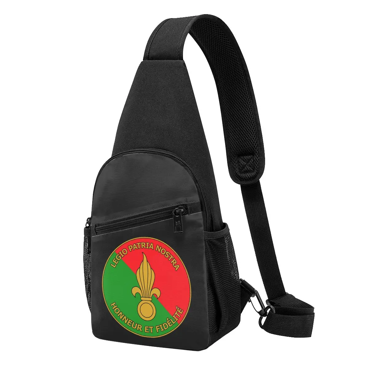 French Foreign Legion Insignia Chest Bag Men Sling Crossbody Backpack Chest Bag Travel Hiking Daypack Shoulder Bag