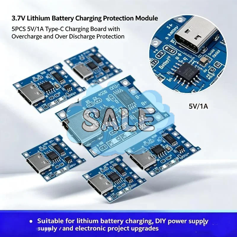 ∘5PCS 5V TP4056 18650 Lithium Battery Charger Board Module With Stable Protection for Hobbyist Electronic DIY Creation
