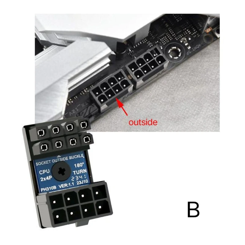 8Pin Graphics Video Card Connector Mainboard CPU 8Pin Power Steering Connector 180 Degree Adapter 8 Pin Power Adapter F19E