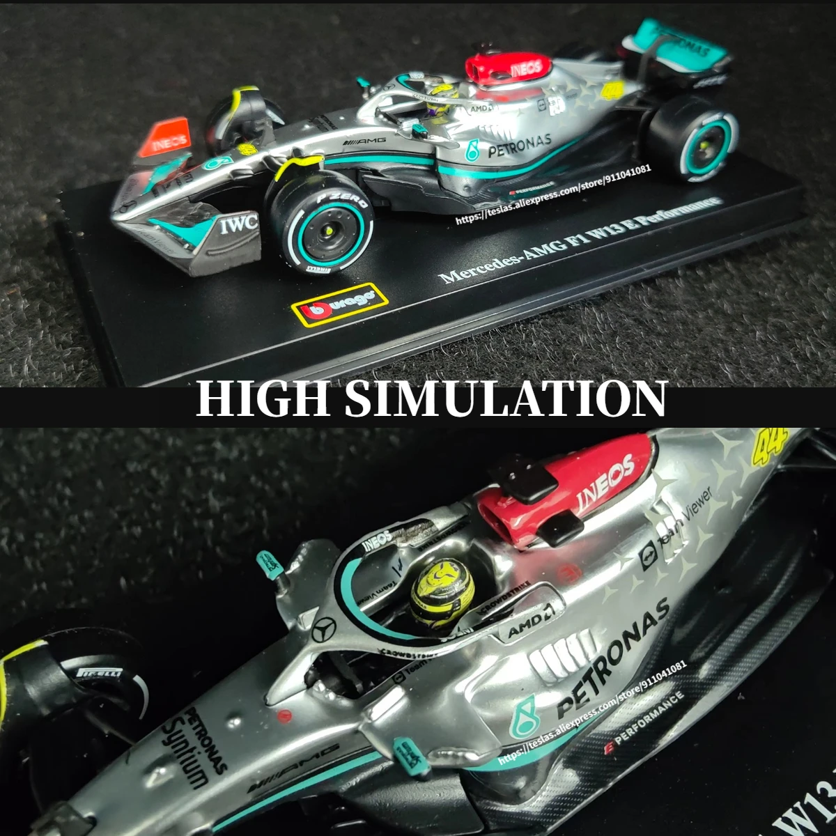 Bburago 2022 F1 Car Model with Case Helmet, Scale Mercedes W13 Mclaren Alfa Romeo Ferrari Red Bull Racing Formula 1 Diecast Toy