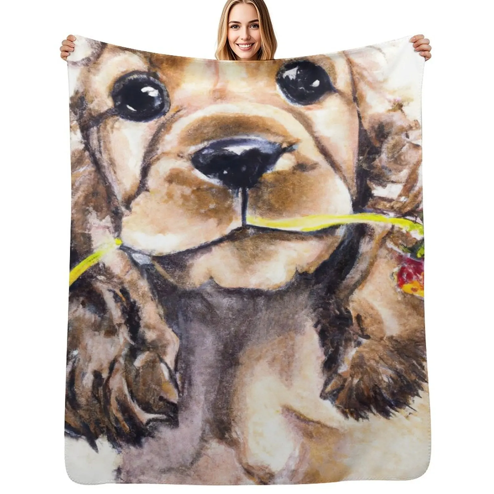 

Cocker Spaniel Puppy Flower Power 2 Throw Blanket Luxury Weighted Luxury Brand Moving Blankets