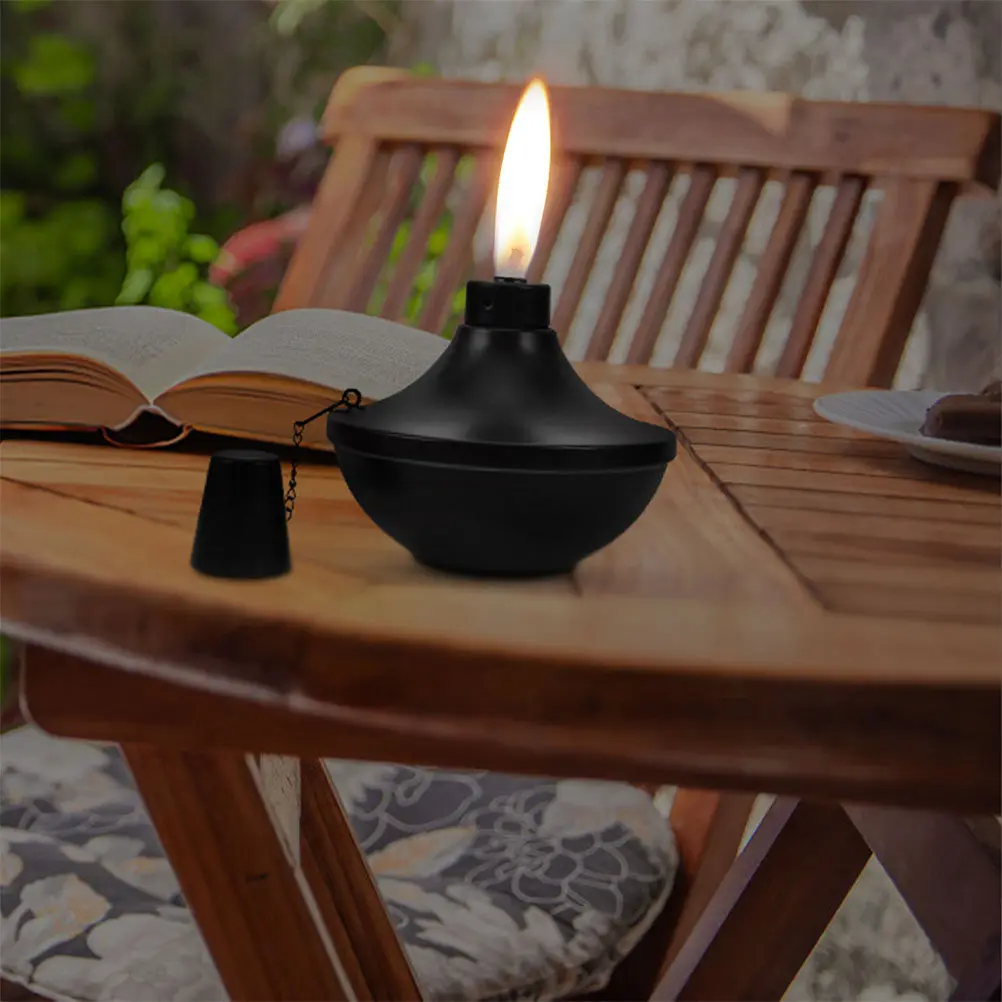 2pcs Refillable Tabletop Tiki Torch Stainless Steel Oil Lamp Durable Outdoor Garden Patio Decor Stable Base Elegant Design For