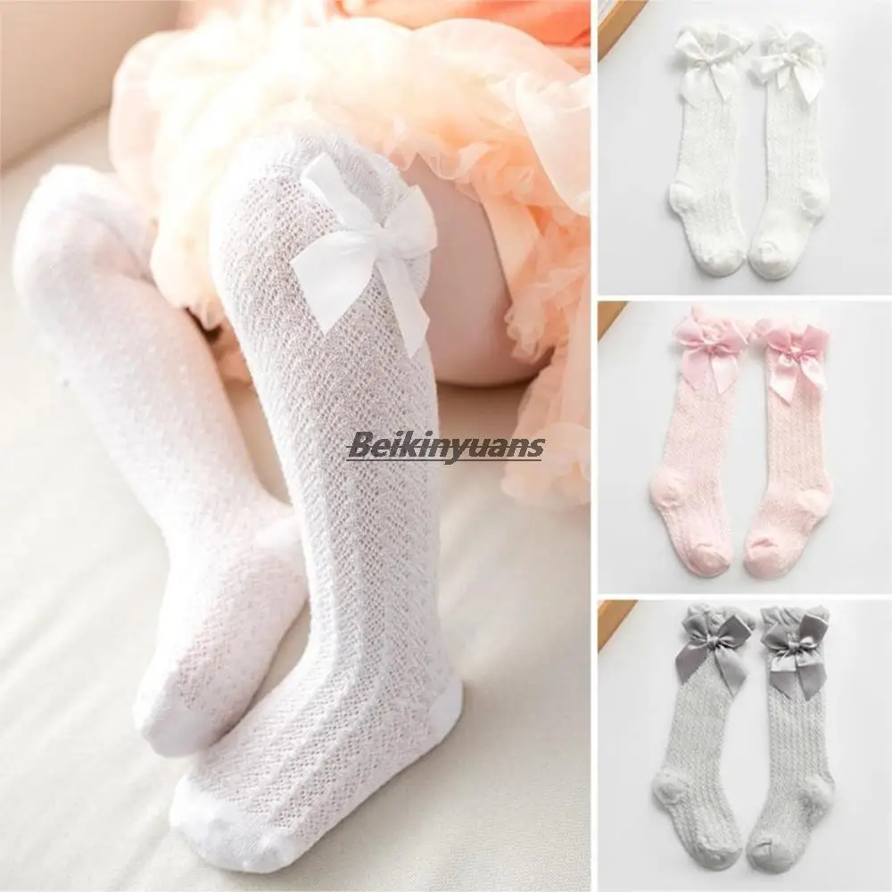 

Baby Girl Socks Bow Cotton Mesh Breathable Kids sokken Knee High Socks Children Toddler Cute Long White Pink Socks