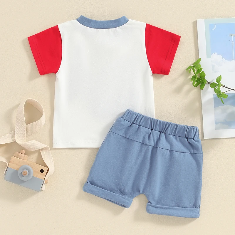 

Toddler Baby Boy Clothes Letter Short Sleeve T Shirt Top and Shorts Set 2Pcs Cute Summer Outfit