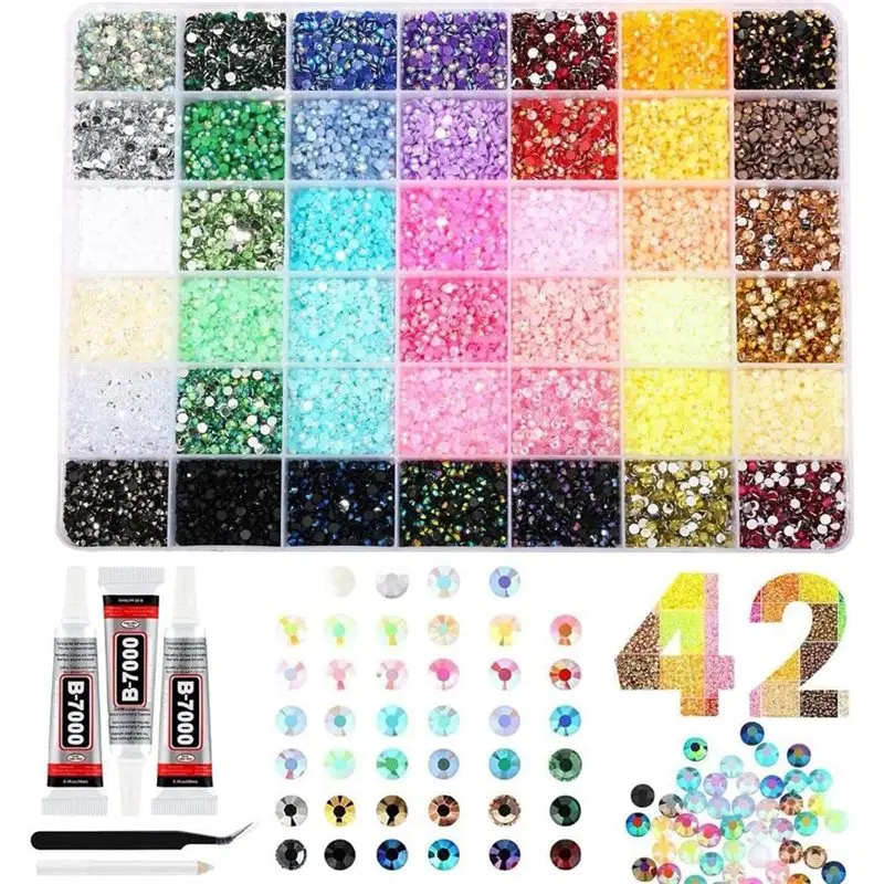 

【HOUSEHOLD GOODS】42 Colors Resin Jelly Rhinestones Kit Bedazzling Rhinestones Bedazzling Kit Small Gems