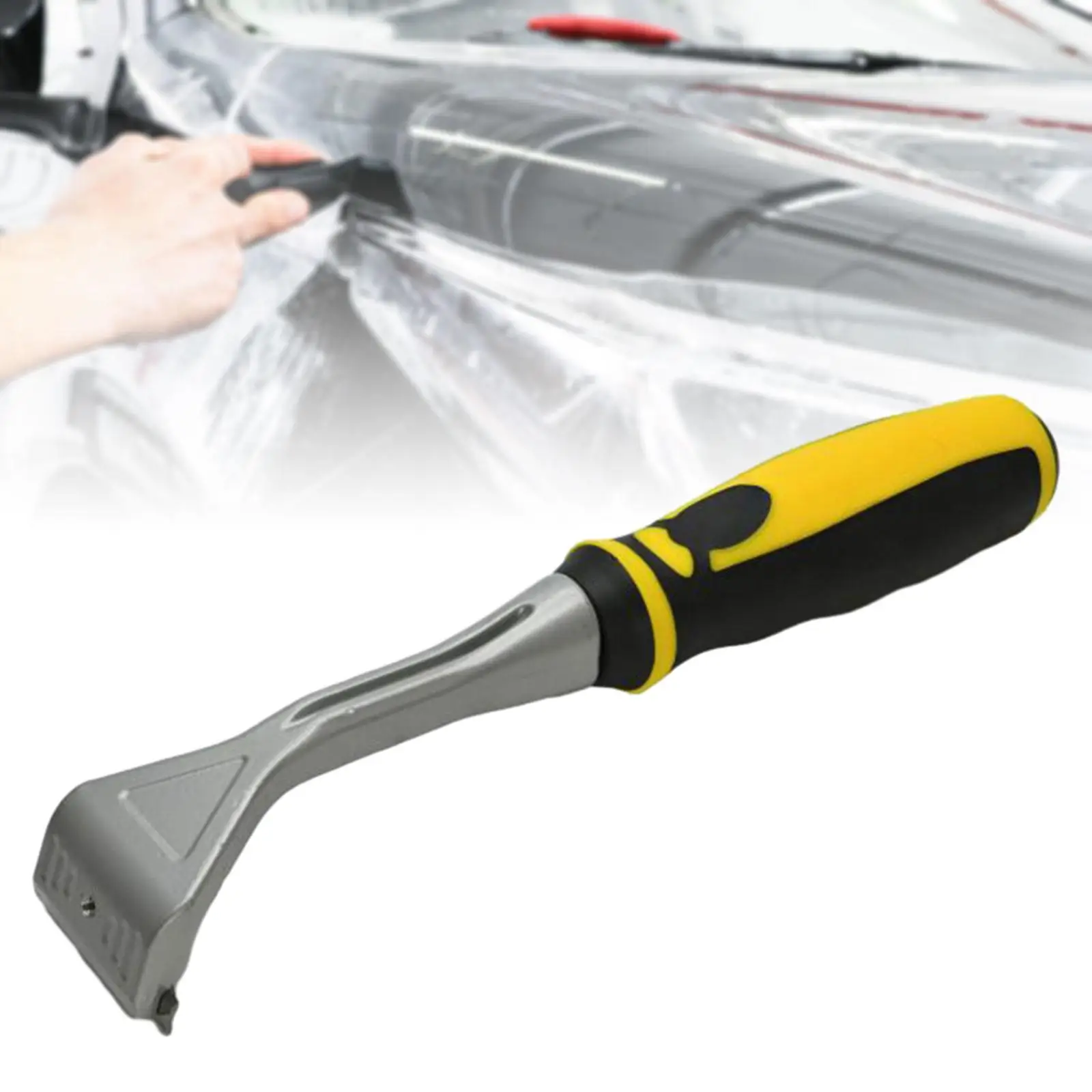 Blade Cleaning Tool Paint Removal Tool Aluminum Headed Long Handle for Removing Label, Registration Sticker, Tint, Sticker