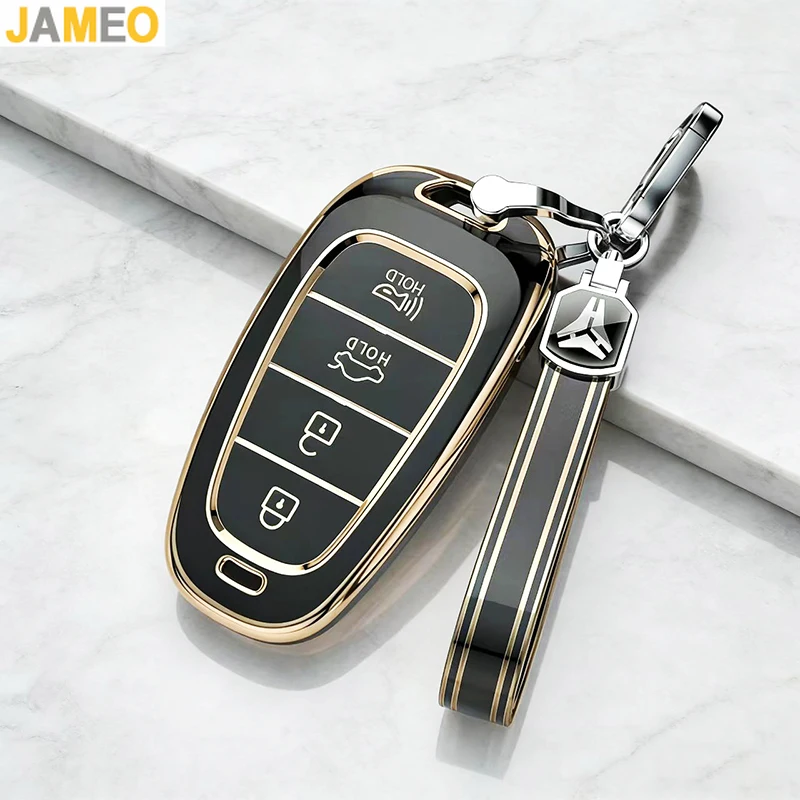 Funda de TPU para Llave de Auto de 4 Botones para Hyundai Santa Fe Tucson 2022 NEXO NX4 Ioniq 5 Atos Prime Solaris 2021, Accesorios para Auto