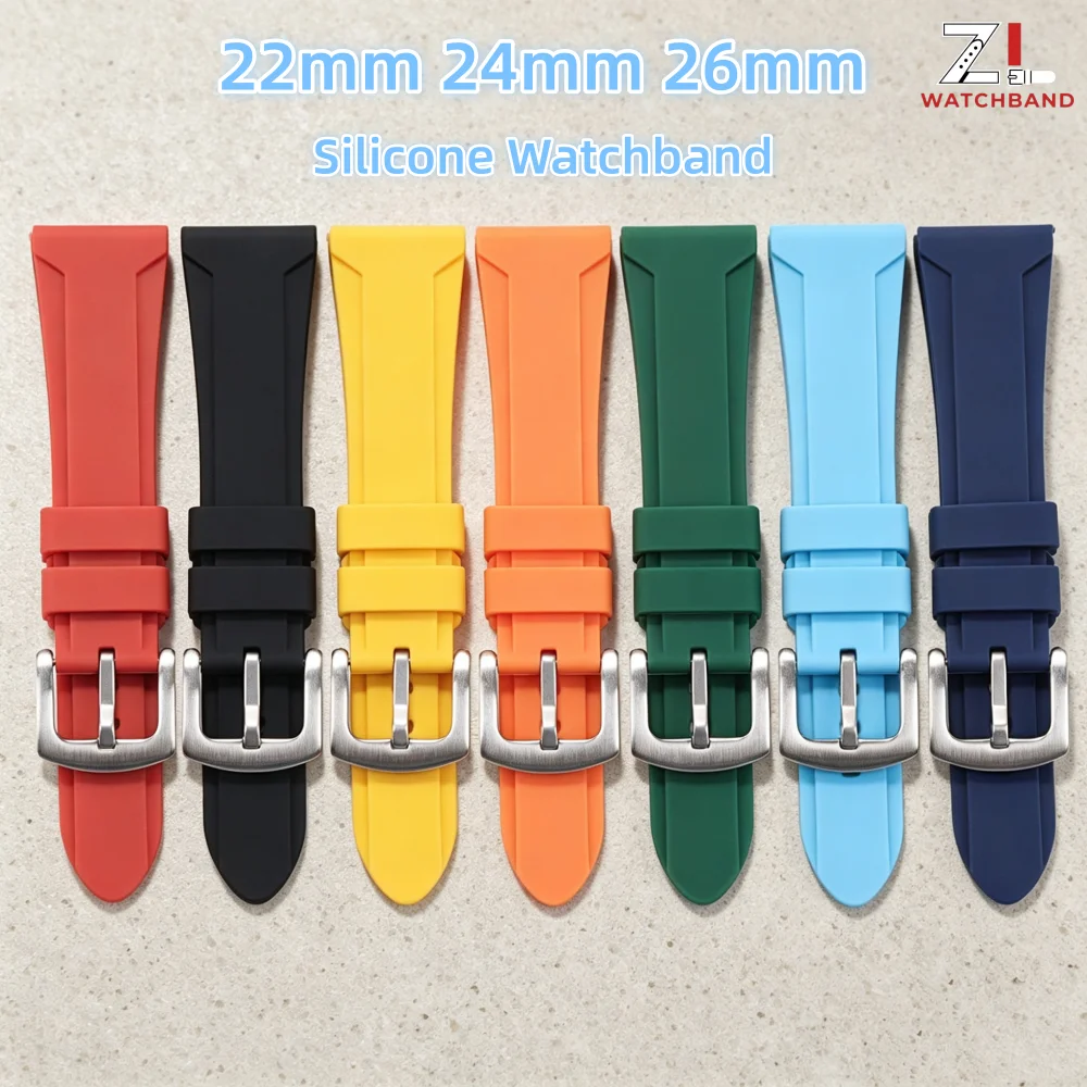 22mm 24mm 26mm Universal Silicone Watch Strap for Citizen for Tudor for Panerai Waterproof Wrist Band Metal Pin Buckle Bracelet