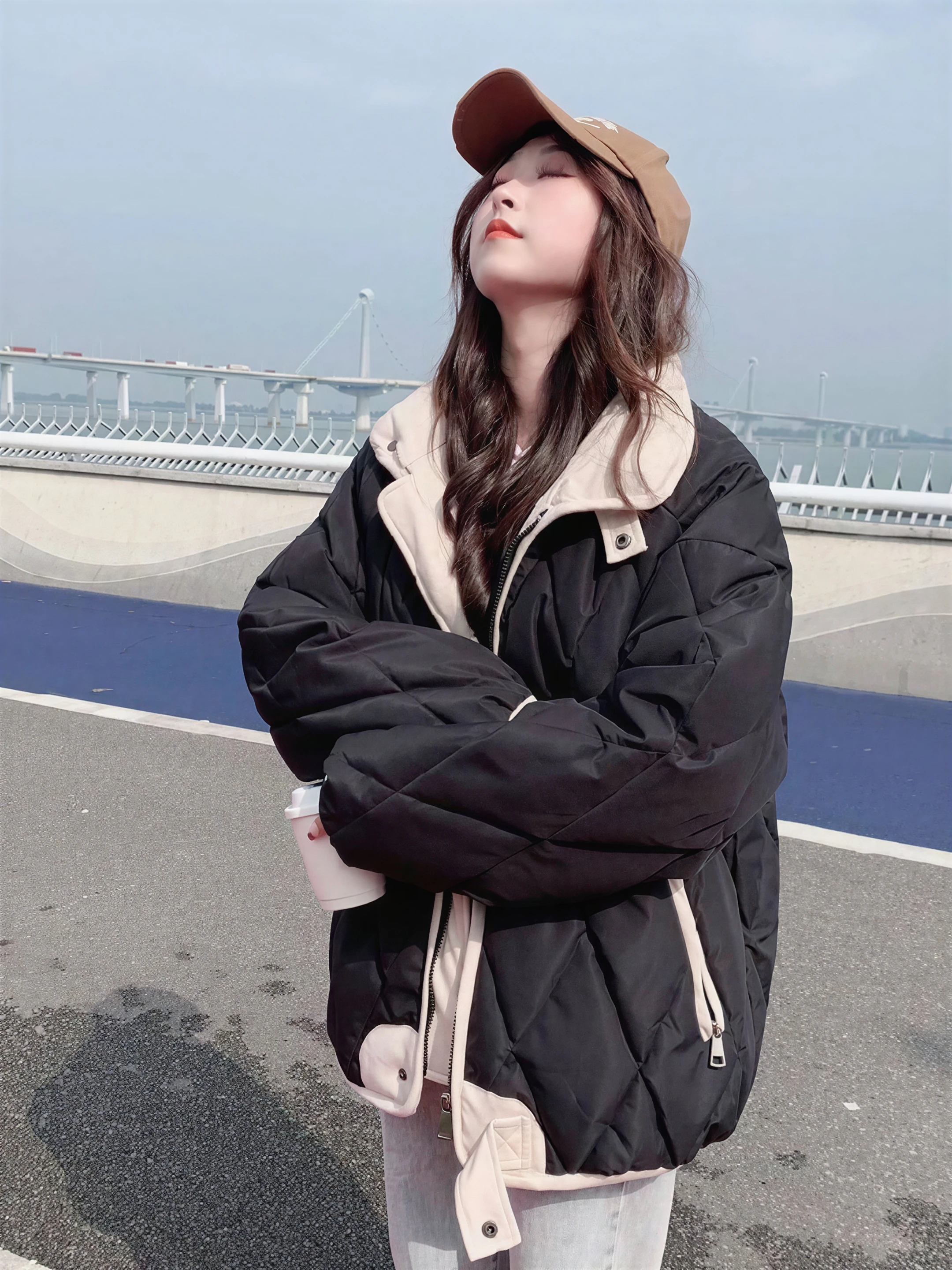 Parkas Womens Parka Coat With Real Fur Autumn Bio-Cotton Multi-Pockets Stuffed Snap-Button Cinching Drawcord Packable Tied Broad