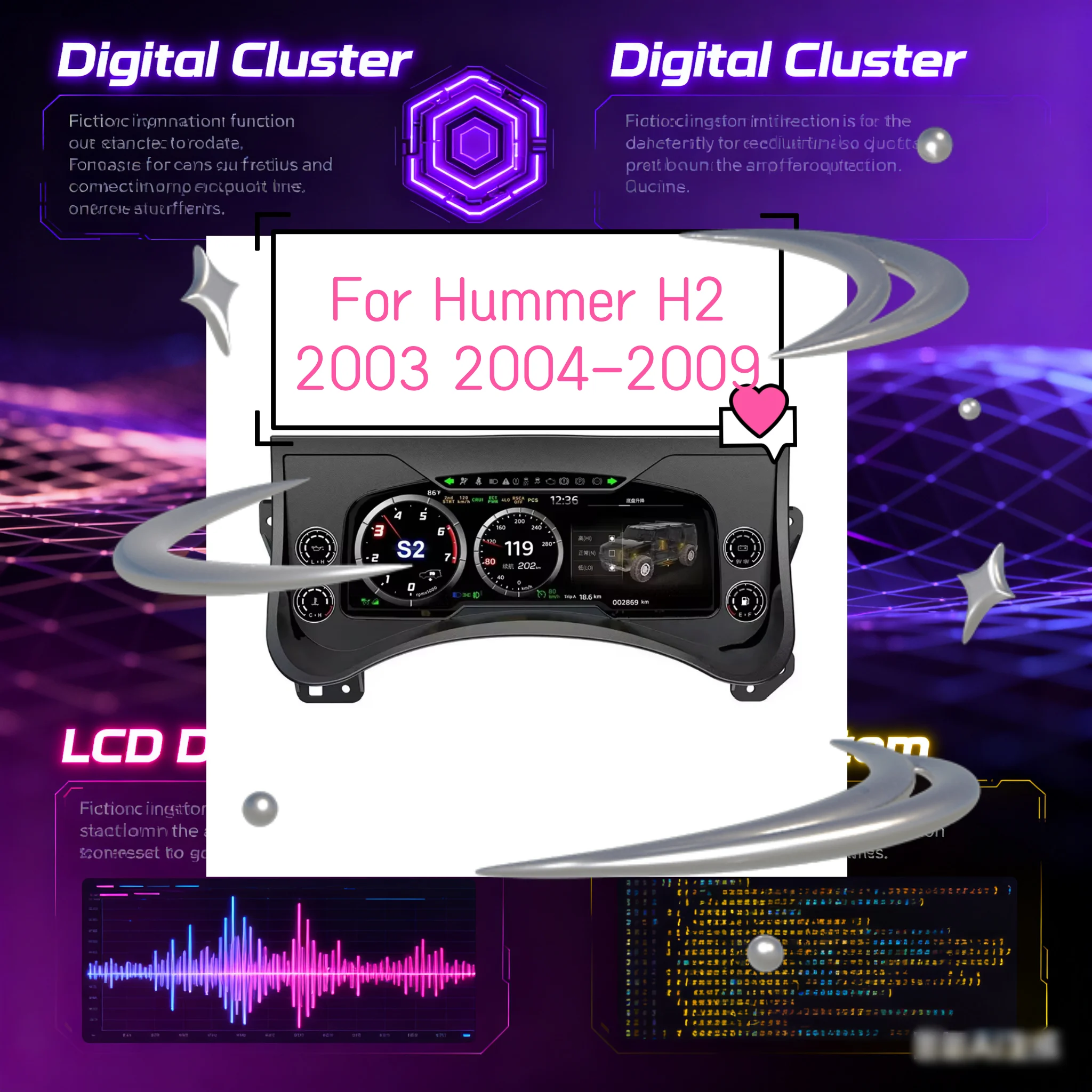 

12,3-дюймовая приборная панель, автомобильный ЖК-дисплей, цифровой кластер, система Linux для Hummer H2 2003 2004-2009, ЖК-дисплей виртуальной кабины, спидометр Linux