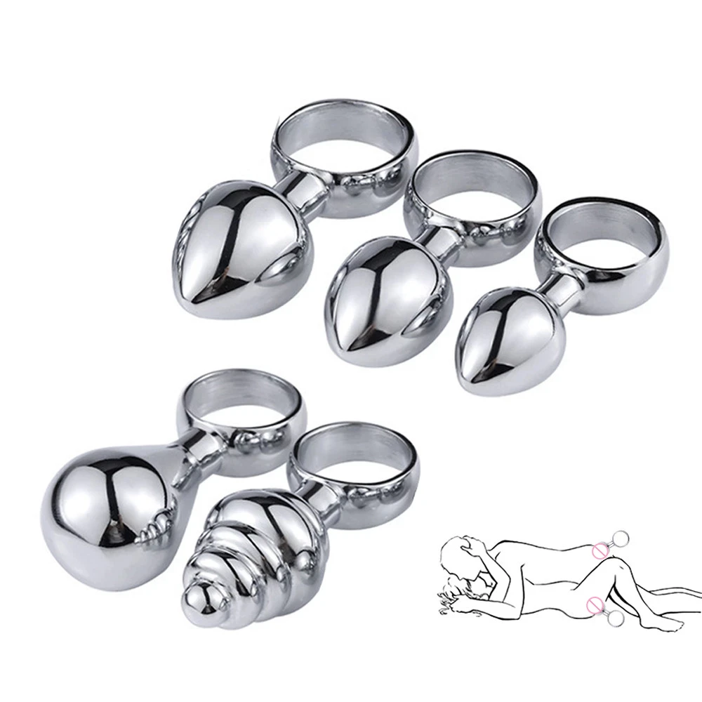 Ring Shape Anal Plug Sex Toys Metal Pull Ring Butt Plug Stainless Steel Smooth Ass Plug For Couple Sex Toys Dildo Anal Training