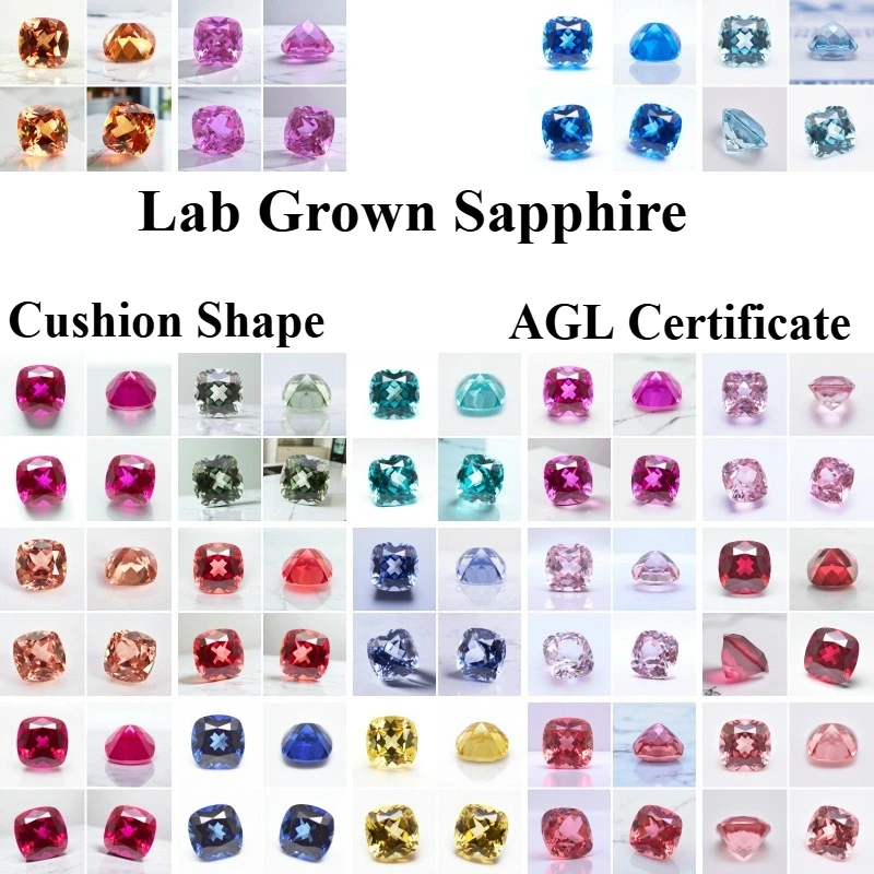 

Hot Sell Lab Grown Sapphire Cushion Shape wiht AGL Certificate for DIY Jewelry Making The Main Materials of Rings and Necklaces