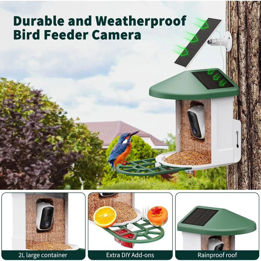 

Bird Feeder with Camera with AI Identify Birds Species Solar Panel, Smart Bird House with Cam